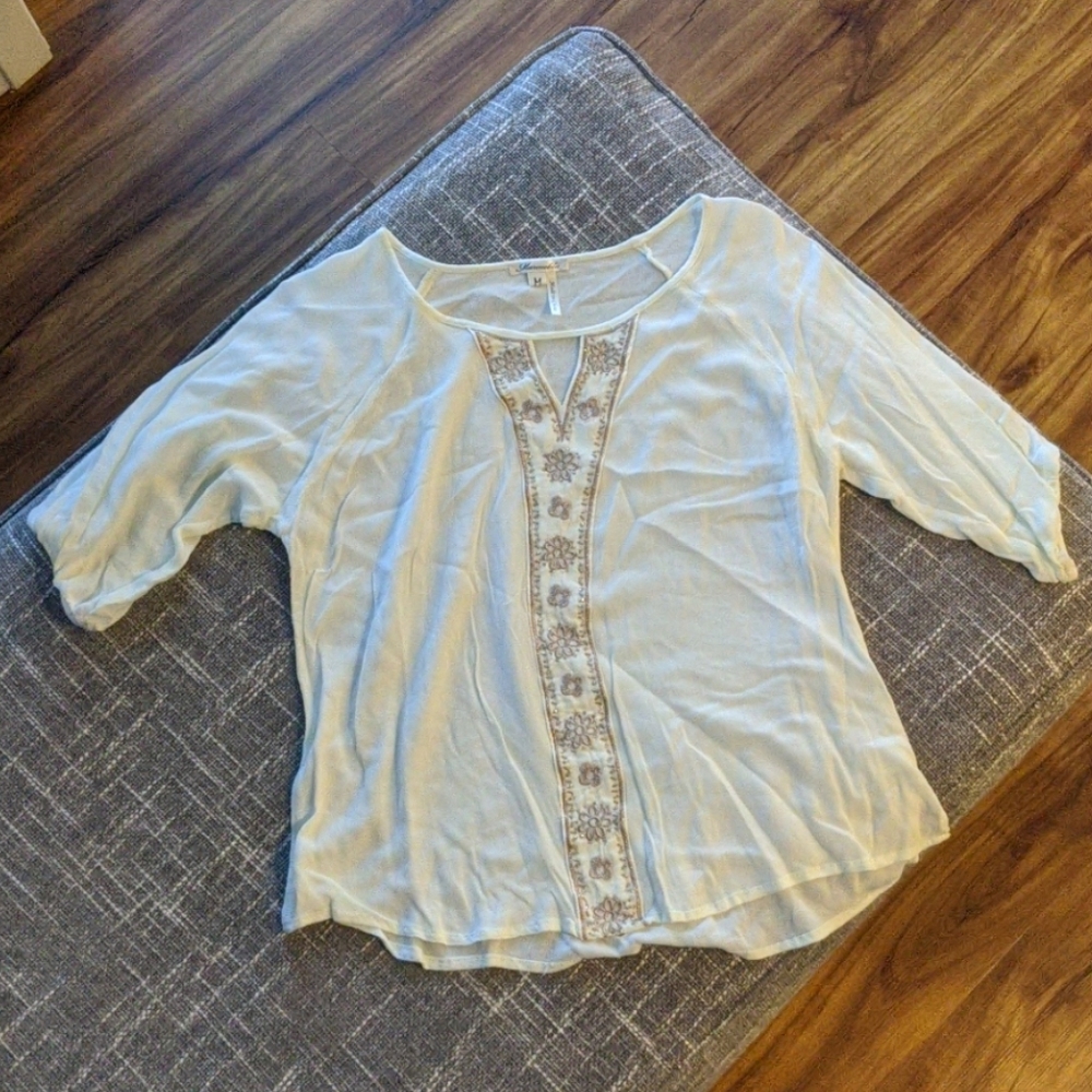 Embroidered & Embellished Cream Blouse